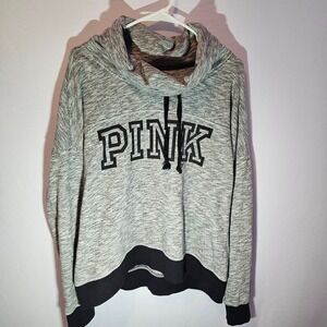 Victoria's Secret Pink Heathered Gray Cowl Sweatshirt Large L
